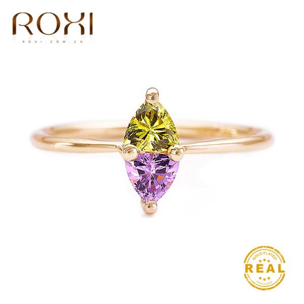 

roxi fashion luxury multicolor gold zircon ring ladies horse eye crystal rings dainty rhinestone wedding engagement ring jewelry, Slivery;golden