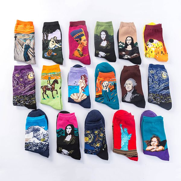 

new arrival mens designer socks with character printed luxury mens socks with many colors fashion warm brand mid-calf length socks wholesale, Black