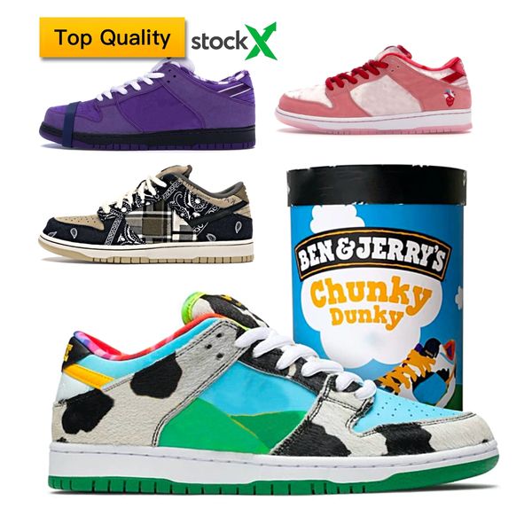 

sb dunk low concepts purple lobster special box ben & jerry's chunky dunky f&f packaging man running shoes with box size 5.5-12