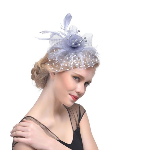 

new bridal wedding hat feather mesh party cocktail headdress hair flowers