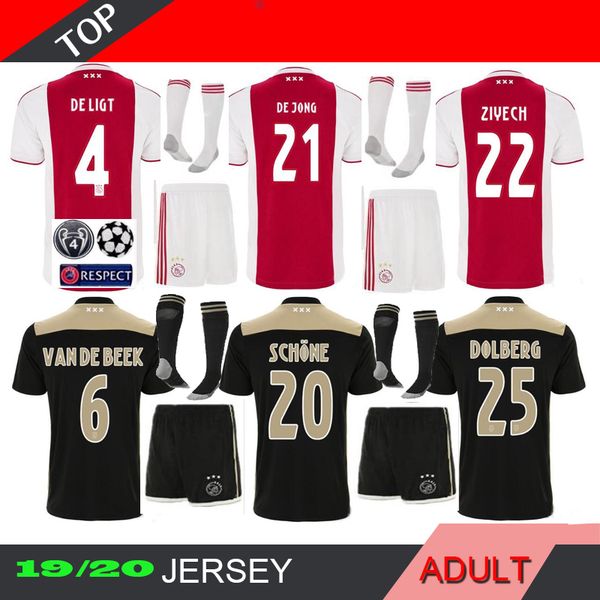 

18 19 ajax kit occer jer ey home away tadic 2018 2019 champion league ziyech chone blind huntelaar nere men et football hirt