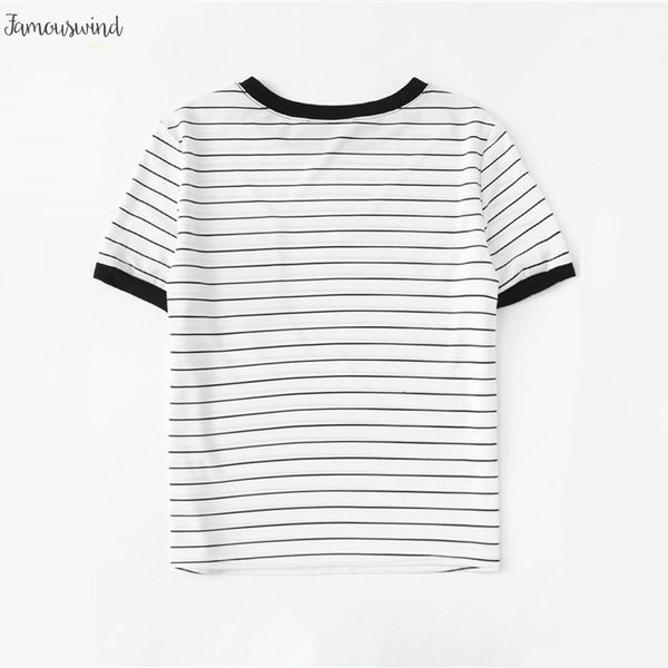 

striped t shirt colorblock patch pocket tee women round neck short sleeve summer active wear, White