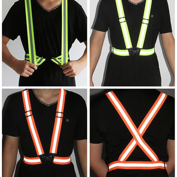 

waist support fdbro reflective straps night running sport equipment riding traffic protective vests sanitation construction elastic, Black;gray