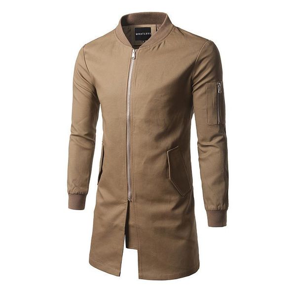 

wholesale- the fall of new men's casual fashion in the long coat size mens jacket coat color cloak tide, Tan;black