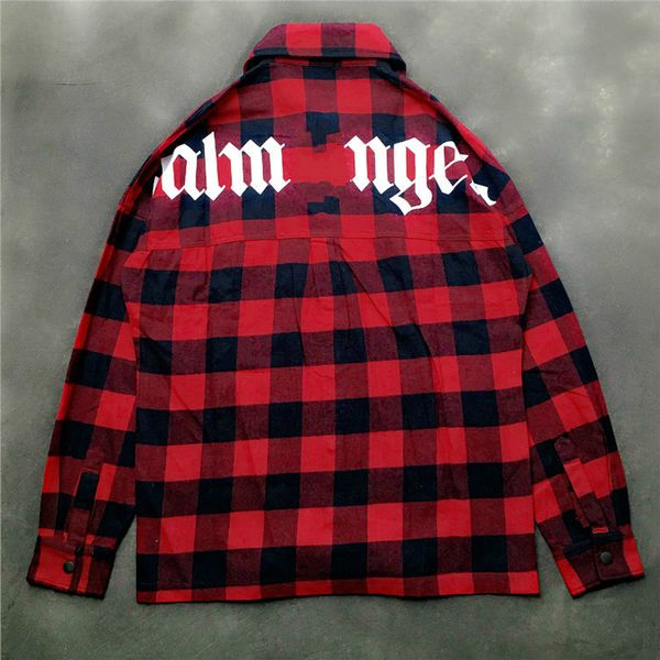 

palm angels дизайнерская мужская весенняя одежда новый поп-мода уличная одежда карманы рубашка красный черный плед рубашка с длинным рукавом, Black;brown