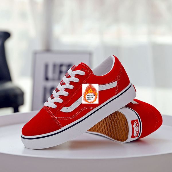 

trileino low old skools classics men's red vulcanized canvas shoes with fur mid sk8 skateboarding shoes sneakers, Black