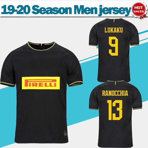 

2020 inter third soccer jersey #9 lukaku #14 nainggolan 19/20 men soccer shirts short sleeve football uniforms league club customize sales, Black;yellow