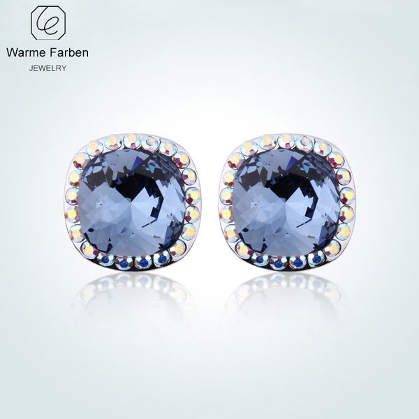 

warme farben brand fine jewelry women earrings crystal from square inlaid zircon crystal stud earrings lady brincos, Golden;silver