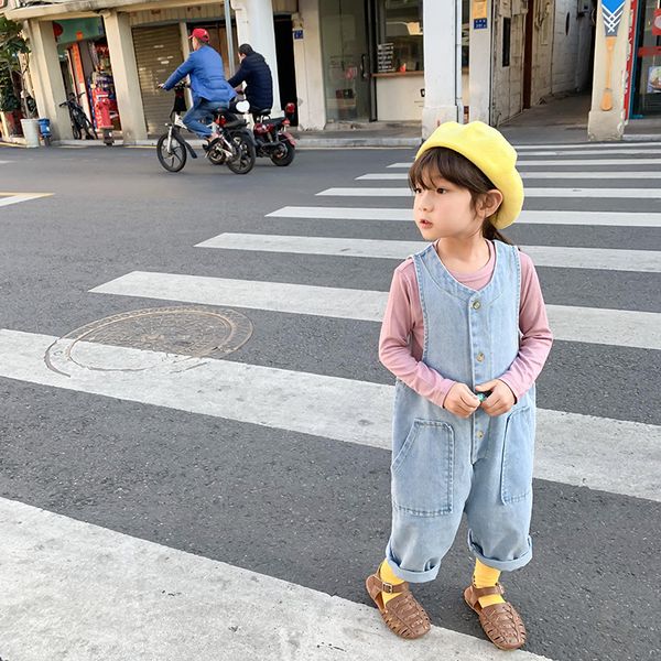 

children pants 2020 spring new korean boys and girls jeans kids solid color loose pants, Blue