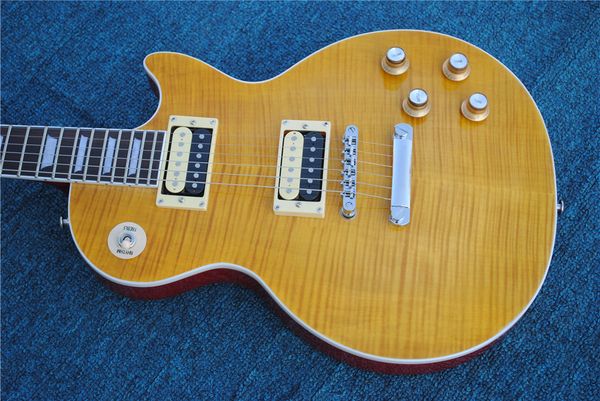 

custom electric guitar with rosewood fingerboard,flame maple veneer,hh pickups,fixed bridge,offering customized services