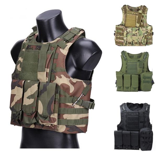 

amphibious camouflage module army combat vest multi-purpose tactical vest outdoor sport cs protection, Camo;black