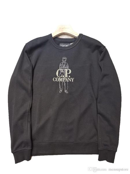 

19fw 2020 mens cp company embroidery hoodies o-neck spring autumn sweatshirts, Black