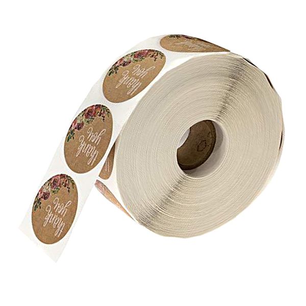 

500 natural kraft paper 25mm heart shape thank you stickers permanent adhesive label (round shape thank you