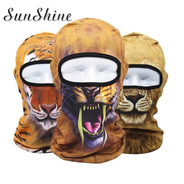 

3d animal outdoor ski masks bike cyling beanies face mask winter warm wind ser face hats for bicycle bike outdoor sports, Black