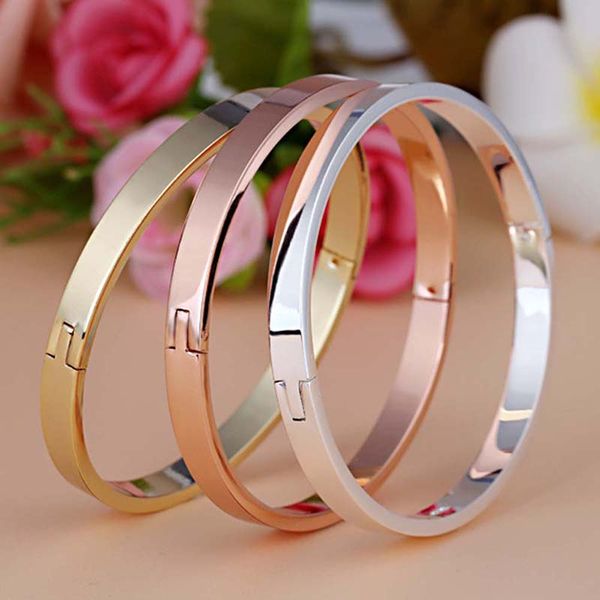 

crystal stainless steel cuff bracelets & bangles gold color brand buckle love charm jewelry bracelet for women, Black
