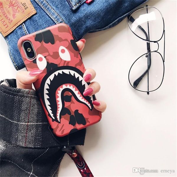 

smooth tpu silicone protective for iphone 6 7 8 s plus x xr xs xsmax fashion shark mouth design apple smart phone fitted case