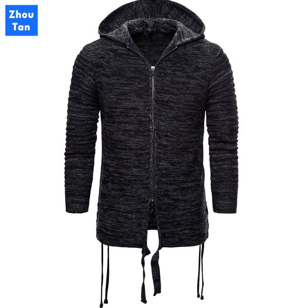 

2020 new men's thick hooded knitting sweaters casual mens long sleeve knitted coats fashion mens clothing outerwear, White;black