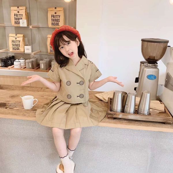 

set girl clothe brown color summer little girl beach clothes sets designer fashion clothing set 90-150 cm kid girl clothes, White