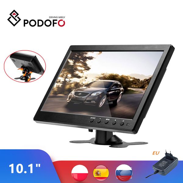 

podofo 10.1" lcd hd monitor mini tv & computer display color screen 2 channel video input security monitor speaker vga hdmi moni car