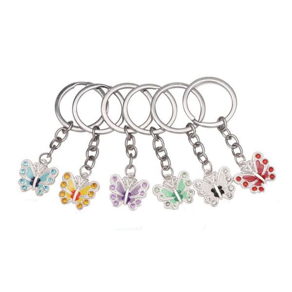 

metal butterfly keychain european american-style rhinestone decoration keychain small gifts promotion gifts accessories, Silver