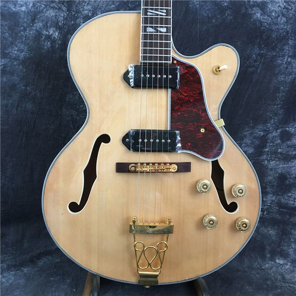 

бесплатная доставка new big john 6-струнной электрогитары, цвет древесины, червонцы, f пустой джаз электрогитара