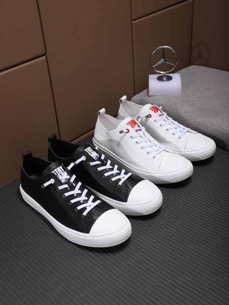 

2019 fashion men's casual shoes leather fabric comfortable flat shoes original box shipping code 38-44, Black