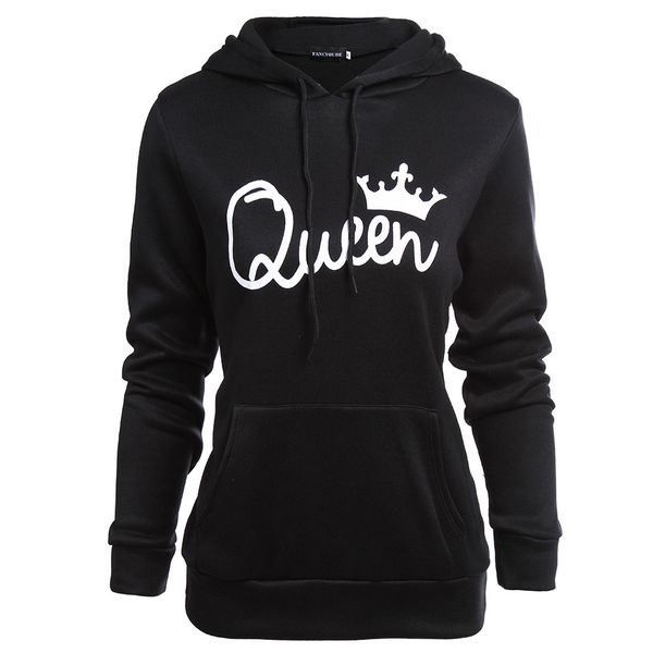 

пары king queen hoodies женская одежда мужские толстовки весна осень мода кофты, Black