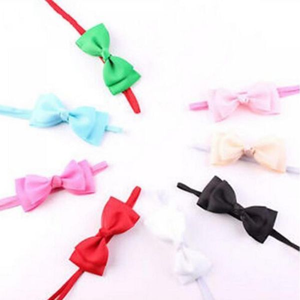

1pc cute colour accessories hair bow headband hair sale newborn candy colours headdress, Slivery;white