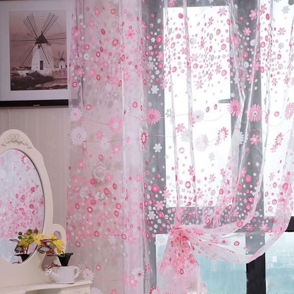 

stylish floral curtains and tulle voile door window curtain drape panel sheer scarf valances curtains for living room