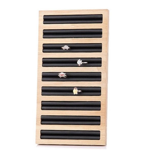 

rectangle ring display tray bamboo pu leather jewelry display tray ring holder, Pink;blue