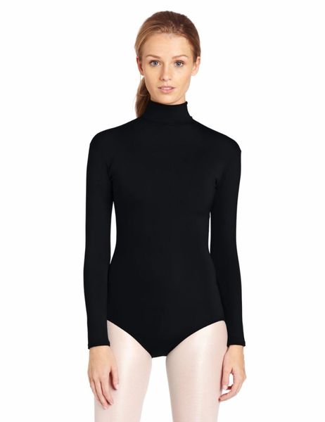 

women's black long sleeve leotard high neck gymnastics dance leotard lycra ballet turtleneck leotards spandex dancewear, Black;red