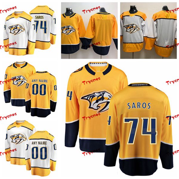 

2019 customize juuse saros nashville predators stitched jerseys custom home gold shirts #74 juuse saros hockey jerseys s-xxxl, Black;red