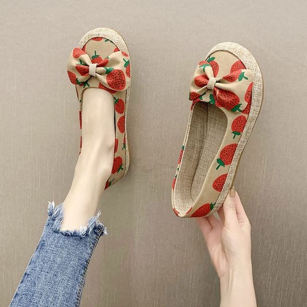 

women shoes 2020 new spring autumn comfortable breathable cloth shoes girls sweet strawberry flat single 35-40, Black