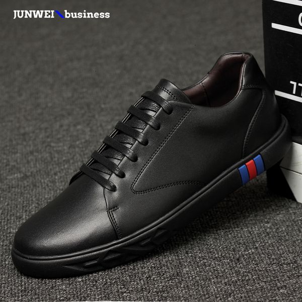 

board leisure shoes men lace up comfortable breathable outdoor fashion casual men genuine leather casual shoes l4, Black