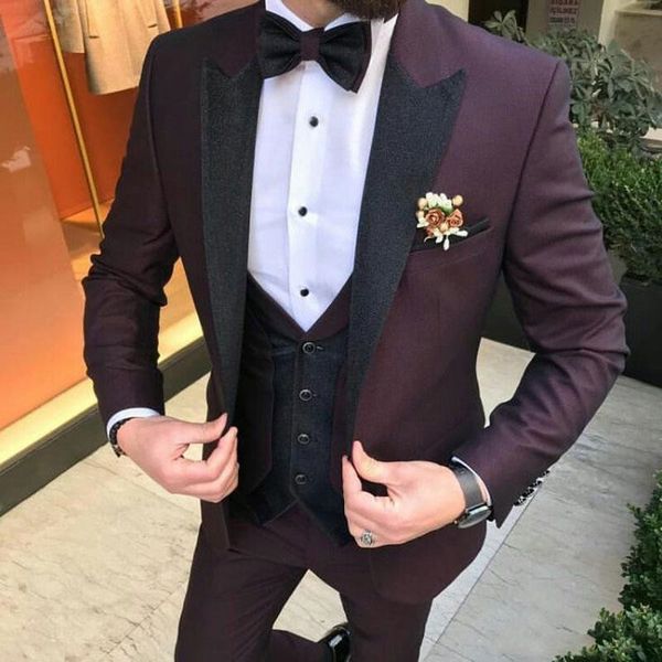 

one button groomsmen peak lapel wedding groom tuxedos men suits wedding/prom/dinner man blazer(jacket+tie+vest+pants) 1021, Black;gray