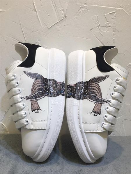 

new high-end brand 3d printing couple white shoes lace-up printing fashion wild casual sports shoes shoes 20, Black