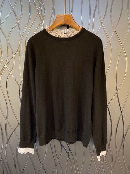 

the new autumn and winter 2019 women's lace long-sleeved pullover sweater jacket 1210, White;black
