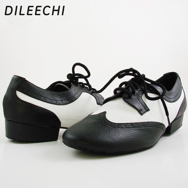

dileechi spot wholesale men's black white real leather flats modern dance shoes tango party wedding square dance shoes