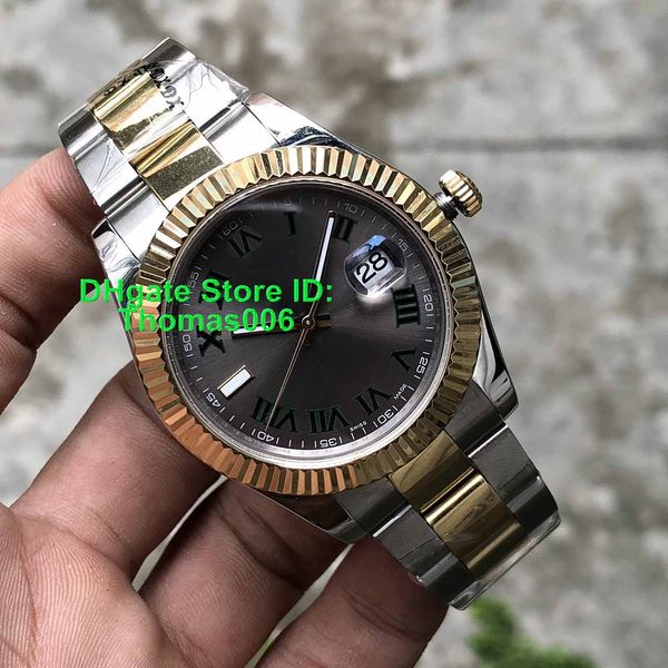 

126303 edition 2813 automatic movement gold teel bezel gray dial men watch 316l gold ilver tow tone bracelet 41mm