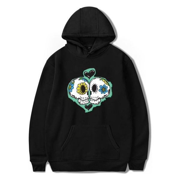 

halloween streetwear gothic punk skeleton heart print hoodies sweatshirt women/men long sleeve hip hop harajuku oversized hoodie, Black