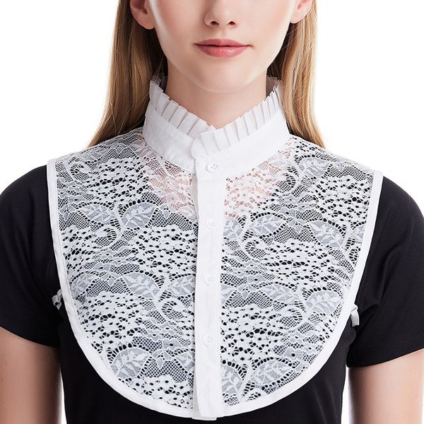 

women's collar detachable lapel shirt collar lace fashion soild color, Blue;gray
