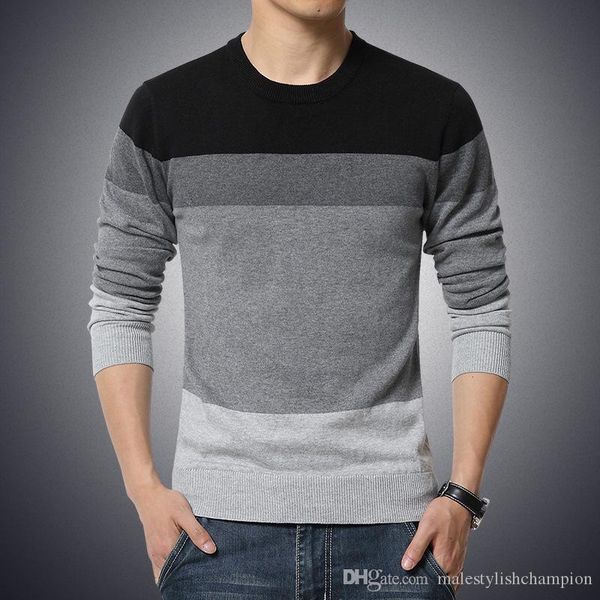 

casual o-neck spring autumn mens sweaters o-neck fashion striped hollow designer slim fit long sleeved, White;black