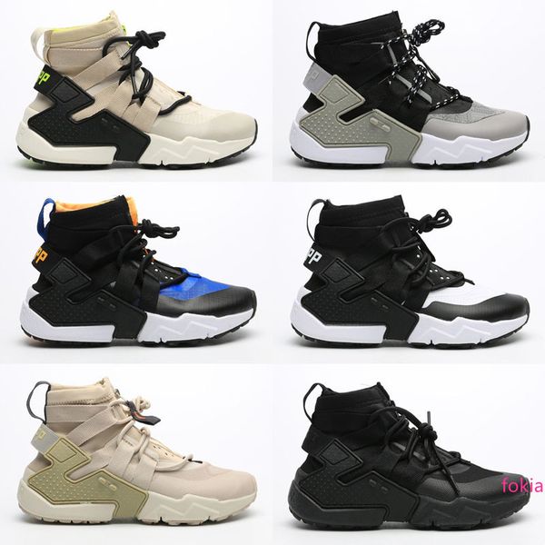 

new huarache gripp qs mens high runnig sports shoes zipper and bind design brown outdoor trainer sneakers size 36-45