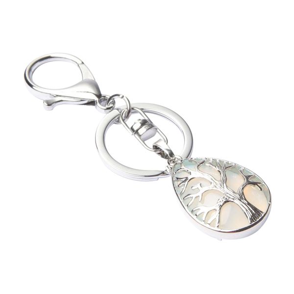 

waterdrop tree of life gemstone pendant keychain keyring diy crafts lobster clasp hook making jewelry, Silver