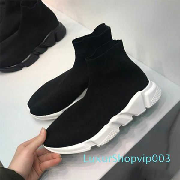 

with box] new designer shoes speed sock sneakers stretch mesh high boots for mens womens black white red glitter runner flat trainers