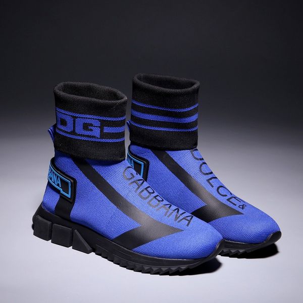 

the most fashionable 2020 men's and women's flat casual shoes, designer design, knit high- simple and comfortable, Black