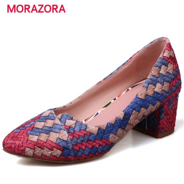 

morazora pointed toe high heels shoes woman shallow pu party shoes wedding fashion women pumps large size 34-43, Black