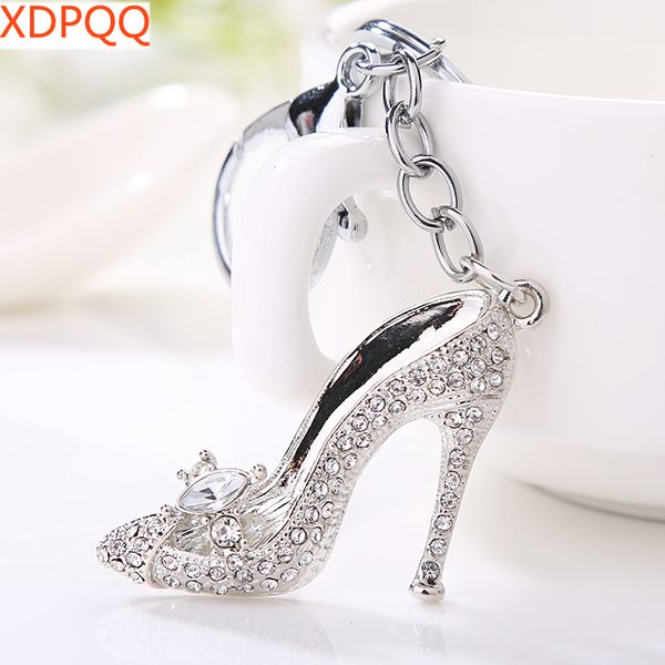 

fashion lady keychain pendant red rhinestones high heels keychain alloy rhinestone stereo car trinkets gifts, Silver