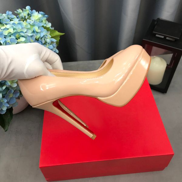 

nude color pointed high heels wedding shoes stiletto waterproof platform single shoes simple leather high heels temperament female code35-42, Black
