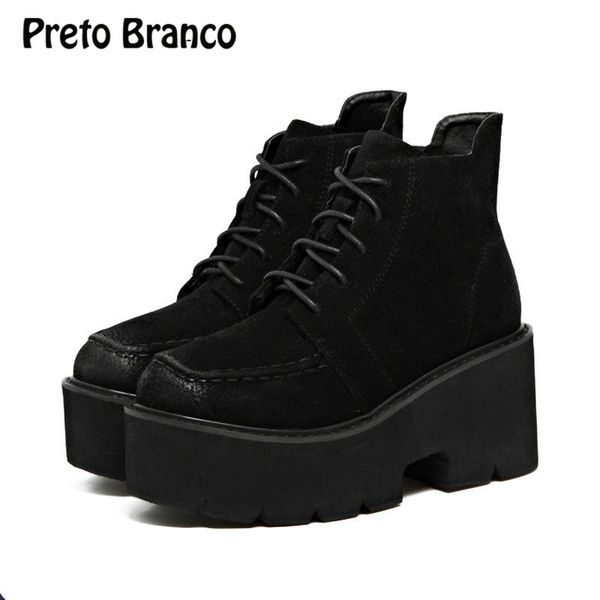 

preto branco .5cm heels south korea's new autumn waterproof platform thick with boots wedge boots women -168-21, Black